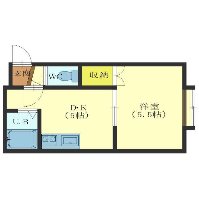 レオパレス千歳C棟(1DK/2階)の間取り写真