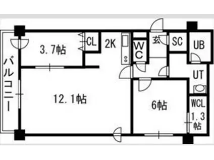 SーFORT豊平三条(2LDK/8階)の間取り写真