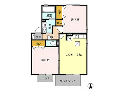 ラフィーネA(2LDK/1階)の間取り写真