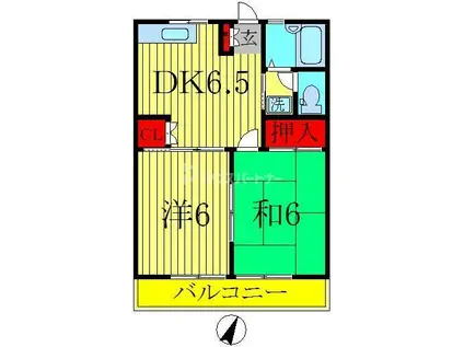 第2サンハイツ(2DK/2階)の間取り写真