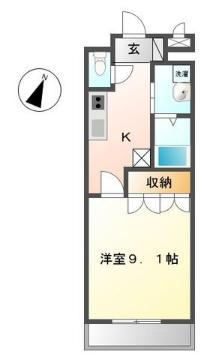 サンタクララ(1K/1階)の間取り写真