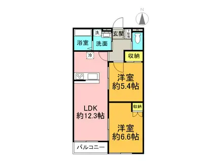 麻利サウスルーチェ(2LDK/2階)の間取り写真