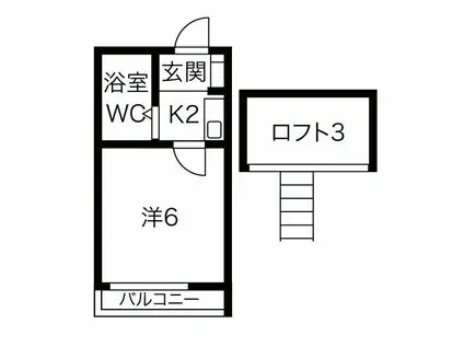 ボヌール 絆 II(1K/2階)の間取り写真