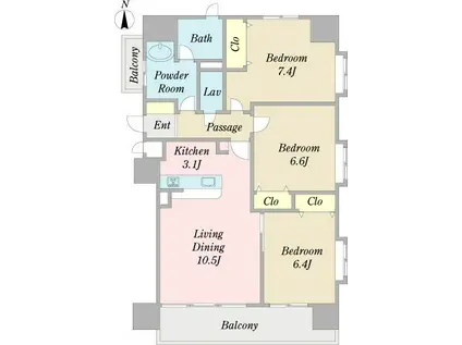 プロシード新瑞橋(3LDK/3階)の間取り写真