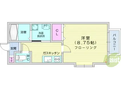 メゾンブランシェ(1K/2階)の間取り写真