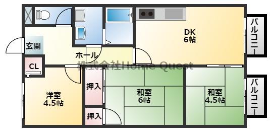 ハーベストエイト(3DK/2階)の間取り写真