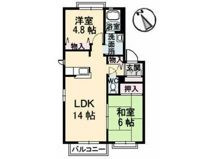 ディアス立村B棟(2LDK/2階)の間取り写真