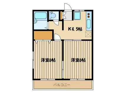 小川第二コーポ(2K/1階)の間取り写真