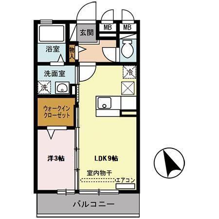 グランドゥール(1LDK/1階)の間取り写真