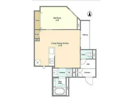 リブラ北千住(1LDK/1階)の間取り写真