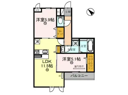 D-ROOM 五反田(2LDK/2階)の間取り写真