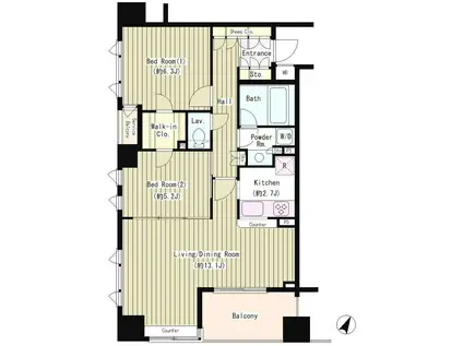 KOKUYOORE日本橋 (2LDK/10階)の間取り写真