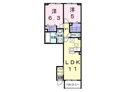 アクア A(2LDK/1階)の間取り写真