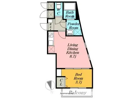 CHERIM並木(1LDK/1階)の間取り写真