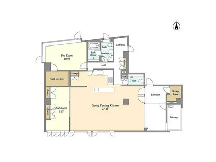 カーザ・エルミタッジオ(2LDK/9階)の間取り写真