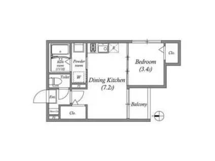 GRAND CHARIOT御所ノ内町(1DK/3階)の間取り写真