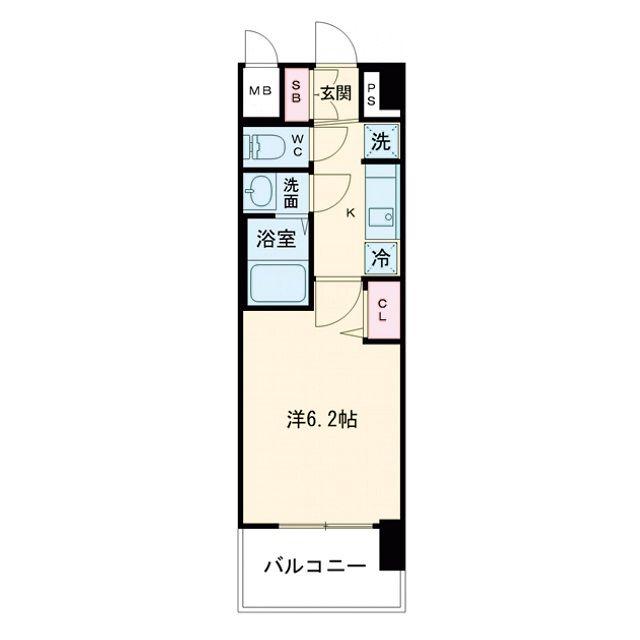 プレサンス京橋GREEN YARDアルミラ(1K/6階)の間取り写真