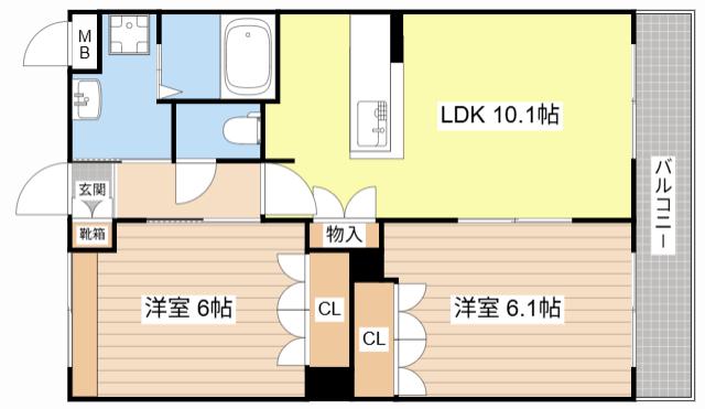 レジアスガーデン(2LDK/3階)の間取り写真