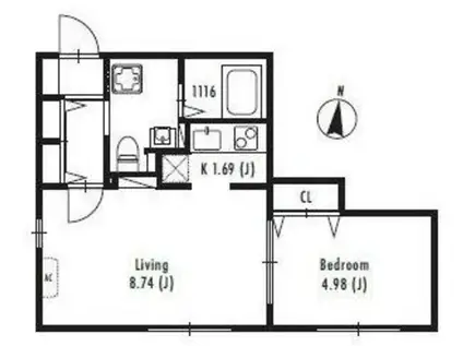 プライマル中野新橋(1LDK/1階)の間取り写真
