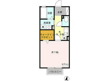 ラ・カルティエ(1K/2階)の間取り写真