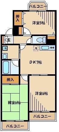 サンキャッスルII(3DK/1階)の間取り写真