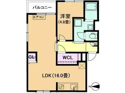 ウィステリア矢田(1LDK/4階)の間取り写真