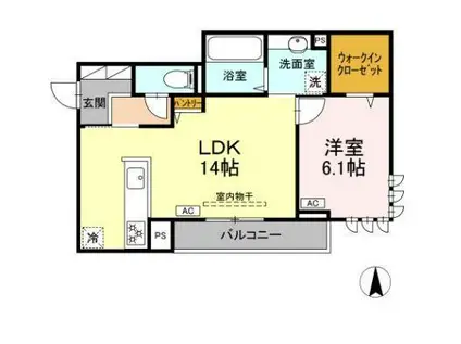 セレスティア開成A・B(1LDK/1階)の間取り写真
