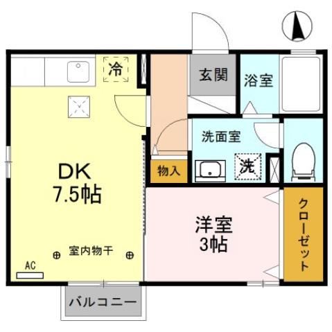 レリッシュ(1DK/1階)の間取り写真