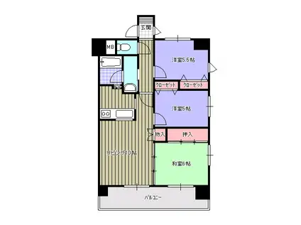 プルーリオン本町(3LDK/1階)の間取り写真