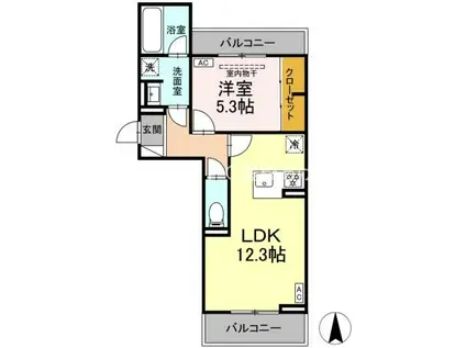 D-AVANCE 花中I(1LDK/3階)の間取り写真
