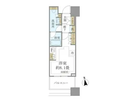 白金ザ・スカイ イースト(ワンルーム/14階)の間取り写真