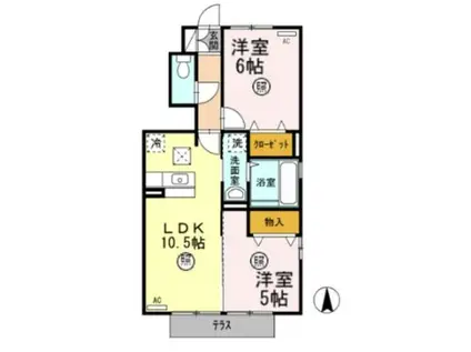 フローラメゾンII(2LDK/1階)の間取り写真