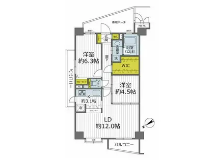 チュリス本郷菊坂(2LDK/5階)の間取り写真