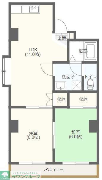 原田ビル(2LDK/3階)の間取り写真