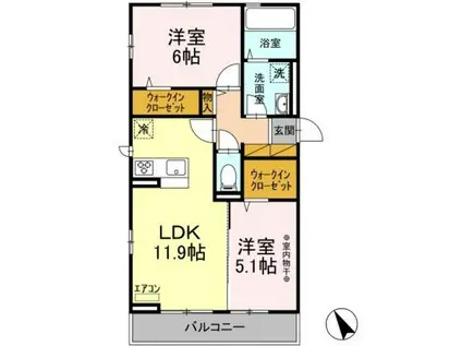 ロイヤルクレスト六号館(2LDK/1階)の間取り写真