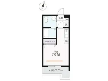 ハーミットクラブハウス根岸IIB号棟(ワンルーム/2階)の間取り写真