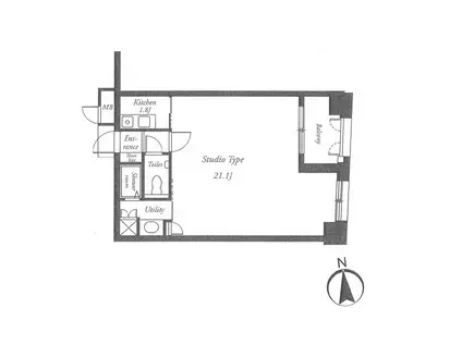 ルネ・パルティーレ汐留(1K/7階)の間取り写真