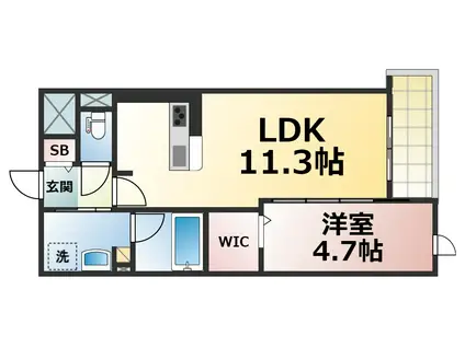 ビオトープ味原町(1LDK/5階)の間取り写真