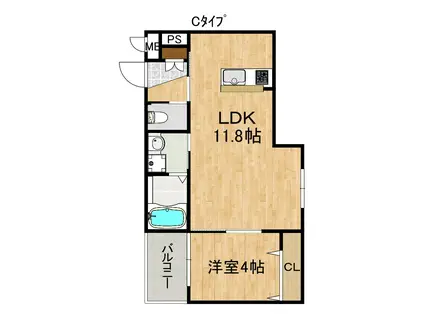 ARCAりんくうI(1LDK/2階)の間取り写真