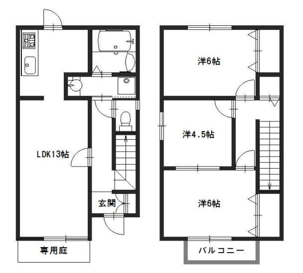 セジュール高浜(3LDK/1階)の間取り写真