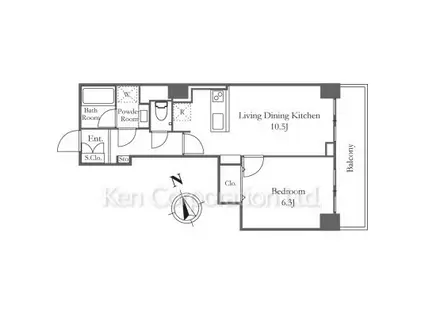 リバーシティ21新川(1LDK/21階)の間取り写真