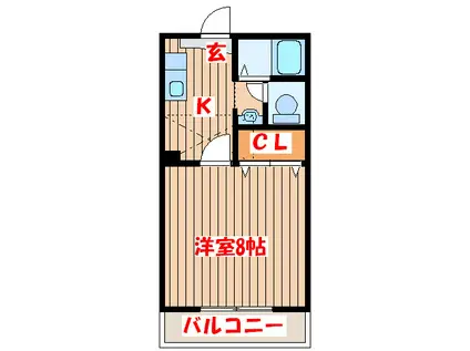 ウエルコート青山(1K/1階)の間取り写真