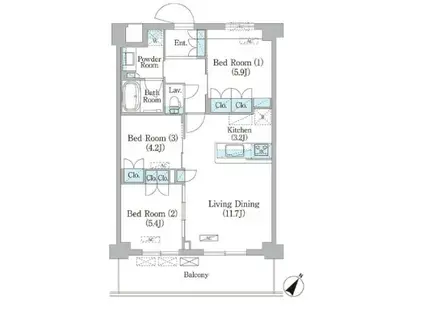 NIIYA平和台(3LDK/2階)の間取り写真