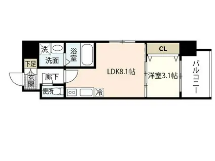 エイトバレー50(1LDK/13階)の間取り写真