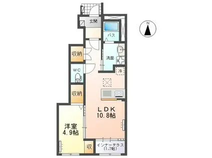 沖野3丁目アパート(1LDK/1階)の間取り写真