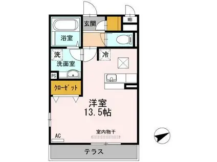 メゾンハピネス15(ワンルーム/1階)の間取り写真