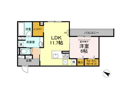 BRIGHTEST船越(1LDK/1階)の間取り写真