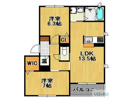 オーキッドガーデン(2LDK/1階)の間取り写真