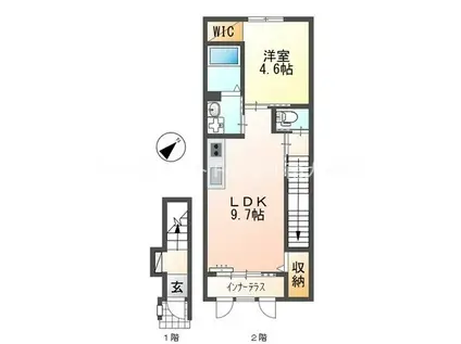 クルール(1LDK/2階)の間取り写真