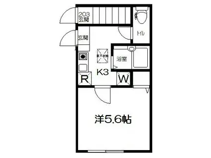 用賀フローリス(1K/1階)の間取り写真